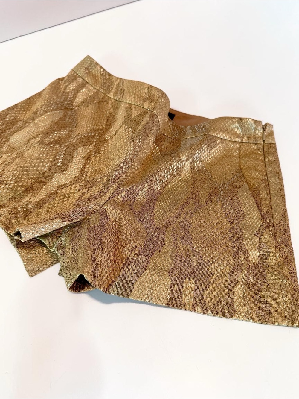 French Connection Gold Textured Shorts